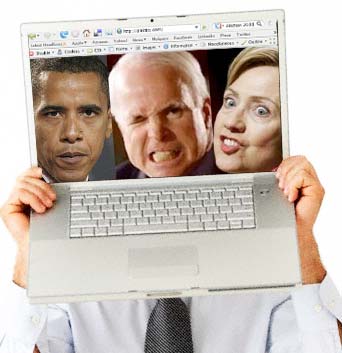 Presidential candidates in a laptop